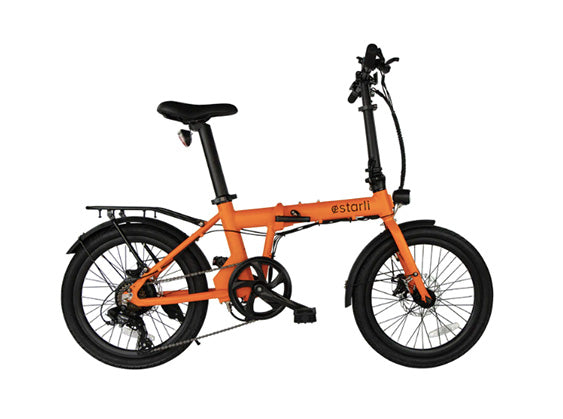 Orange folding electric bike, Estarlie E20.7