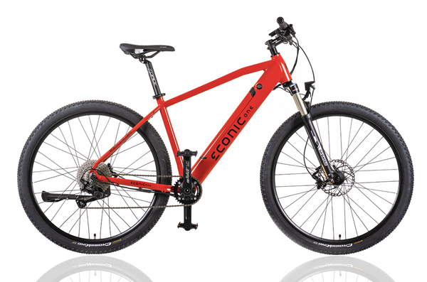 Red electric mountain bike Econic One Cross Country