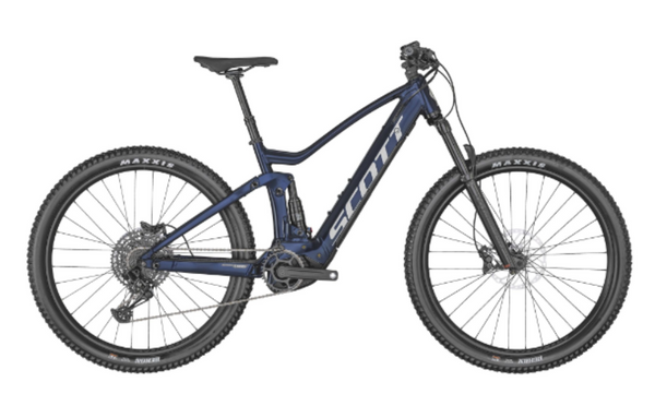 Scott Strike E-Ride 940, full suspension e-mountain bike in midnight blue